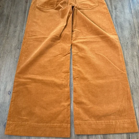 AG Adriano Saige Wide Leg Crop High Rise Corduroy Pant Gold Orange Apricot